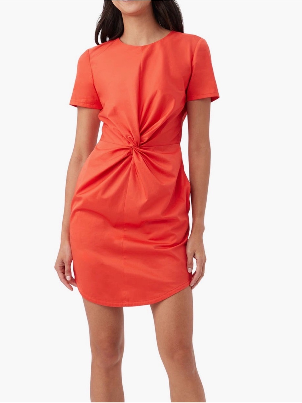 Trina Turk Red Twist-Front Short Sleeve Mini Dress